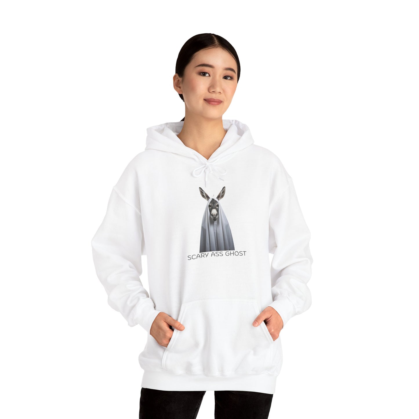 Scary Ghost Hoodie, Unisex Halloween Sweatshirt, Cozy Costume Hooded Sweatshirt, Spooky Gift for Ghost Lovers, Casual Fall Wear